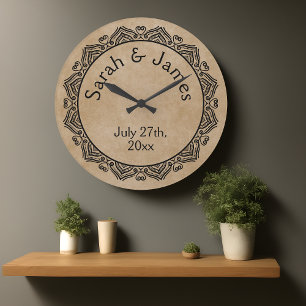 Grande Horloge Ronde Cadran de mariage rond ornemental personnalisé pou