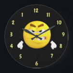 Grande Horloge Ronde Cadran en colère inverse<br><div class="desc">Horloge mignonne du mur à l'envers avec un visage en colère au centre sur un arrière - plan noir. Il n'y a pas de texte sur ce produit mais peut être ajouté si vous le souhaitez, si vous souhaitez aider à customiser votre produit, s'il vous plaît contactez-moi par mon magasin...</div>