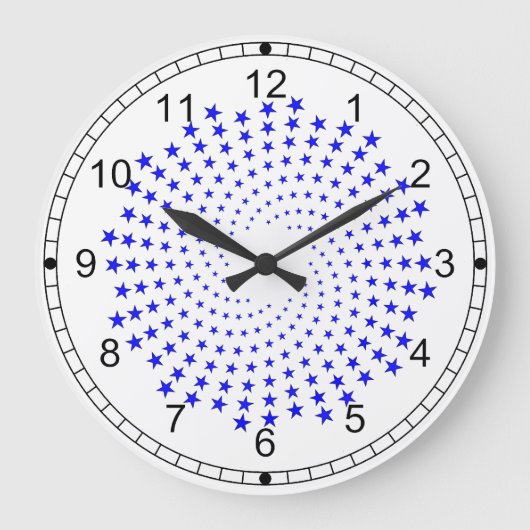 Grande Horloge Ronde Cadran - Galaxie d'étoiles bleues (Recto)