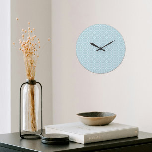 Grande Horloge Ronde Cadran mural à motif octogone bleu clair
