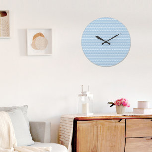 Grande Horloge Ronde Cadran mural à motif vague bleue