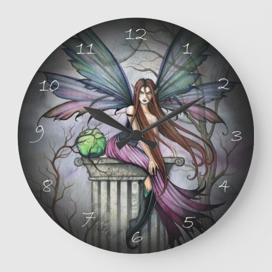 Grande Horloge Ronde Cadran mural d'art fantastique gothique féerique (Recto)