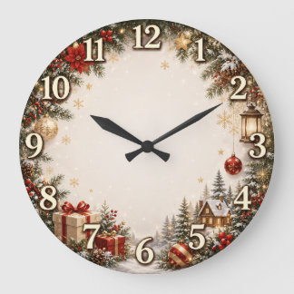 Grande Horloge Ronde Cadran mural de cadeau de Noël cosy