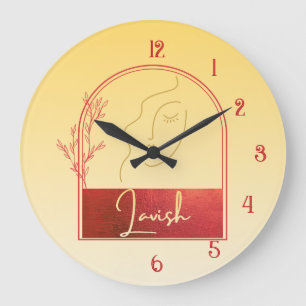 Grande Horloge Ronde Cadran mural lavish or jaune pastel Signature