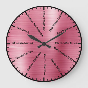 Grande Horloge Ronde Cadran mural rose de sobriété en 12 étapes pour al