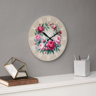 Grande Horloge Ronde Cadran rond Chiffres romains Var02
