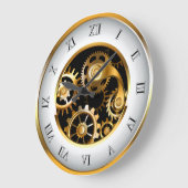 Grande Horloge Ronde Cadran Steampunk avec libellule (Angle)