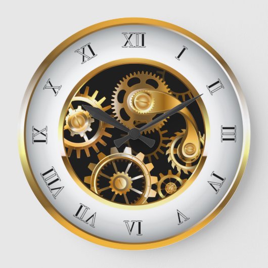 Grande Horloge Ronde Cadran Steampunk avec libellule (Recto)