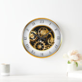 Grande Horloge Ronde Cadran Steampunk avec libellule (Maison)