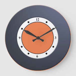 Grande Horloge Ronde Cadre bleu métallique moderne coloré sur n'impor