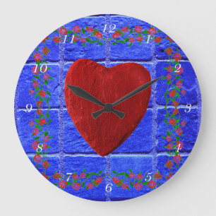Grande Horloge Ronde Cadre de rose avec coeur