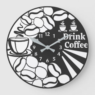 Grande Horloge Ronde Café à boire mignon