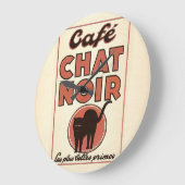 Grande Horloge Ronde Café chat noir (Angle)