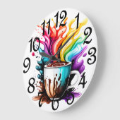 Grande Horloge Ronde Café coloré (Angle)