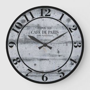 Grande Horloge Ronde Cafe De Paris France Simulée Plaque En Bois