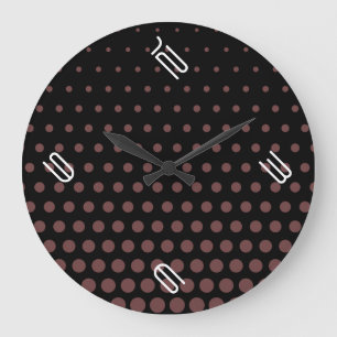 Grande Horloge Ronde Café Profond Moderne Noir à pois