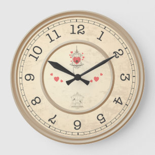 Grande Horloge Ronde Cage d'oiseaux