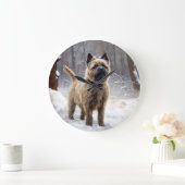 Grande Horloge Ronde Cairn Terrier Qu'Il Neige Noël (Maison)