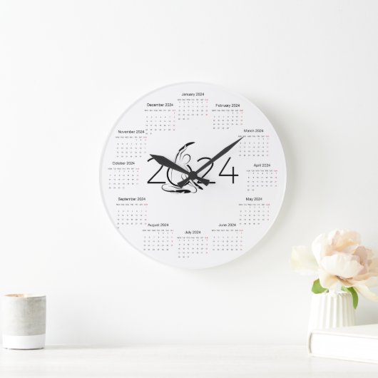 Grande Horloge Ronde Calendrier 2024 pour instructeur Pilates (Maison)