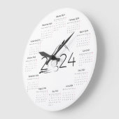 Grande Horloge Ronde Calendrier 2024 pour instructeur Pilates (Angle)