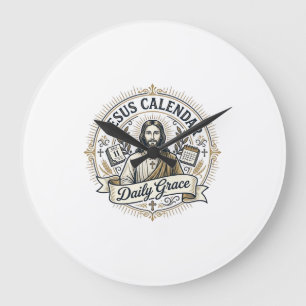 Grande Horloge Ronde Calendrier Jésus Grâce quotidienne Calendrier Jésu