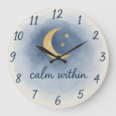 Grande Horloge Ronde Calm Within – Watercolour Moon & Stars Serenity Cl (Recto)