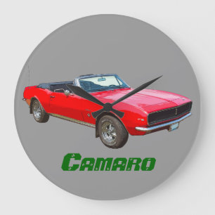 Grande Horloge Ronde Camaro Muscle Car 1967 rouge convertible