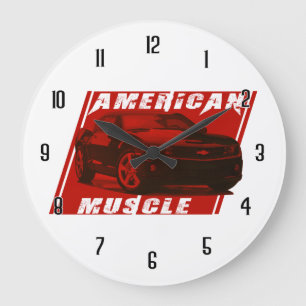 Grande Horloge Ronde Camaro voit rouge