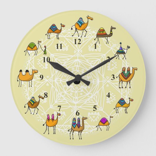 Grande Horloge Ronde Camels - Chaussure murale acrylique (Recto)