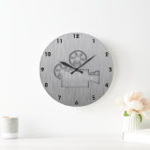 Grande Horloge Ronde Caméra de cinéma en métal brossé (Maison)