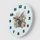 Grande Horloge Ronde Camera with Flowers Retro Pastel Image (Angle)