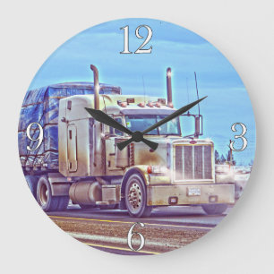 Grande Horloge Ronde Camion blanc de fret - art de camion et de route