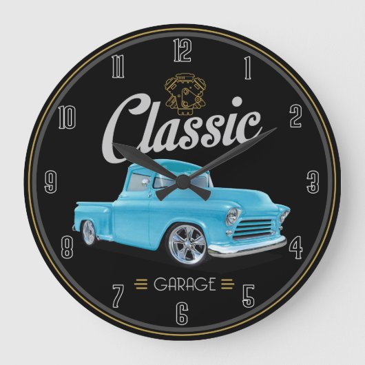 Grande Horloge Ronde Camion bleu classique (Recto)