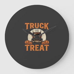 Grande Horloge Ronde Camion ou Traiter Halloween Conception de semi-rem