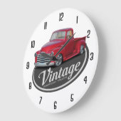 Grande Horloge Ronde Camion rouge vintage (Angle)