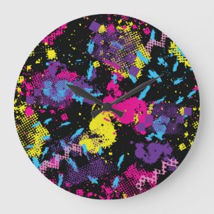 Grande Horloge Ronde Camouflage classique : Motif Vintage sans couture