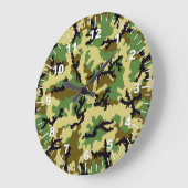 Grande Horloge Ronde Camouflage des bois (Angle)
