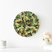 Grande Horloge Ronde Camouflage des bois (Maison)