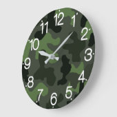 Grande Horloge Ronde camouflage gris vert foncé no.14 imprimer (Angle)