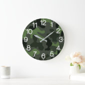 Grande Horloge Ronde camouflage gris vert foncé no.14 imprimer (Maison)