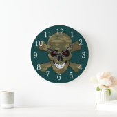 Grande Horloge Ronde Camouflage Red Eyes (Maison)