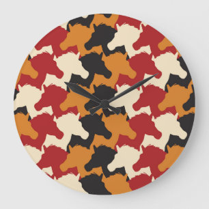 Grande Horloge Ronde Camouflage tête de licorne, répétition motif.