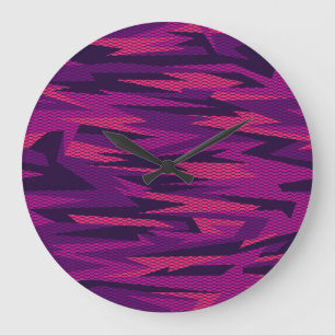 Grande Horloge Ronde Camouflage trié : Motif géométrique Abstrait