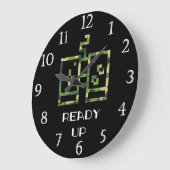 Grande Horloge Ronde Camouflage Video Game Controller Ready Up Gamer (Angle)