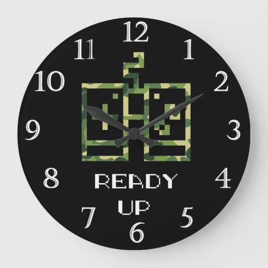 Grande Horloge Ronde Camouflage Video Game Controller Ready Up Gamer (Recto)