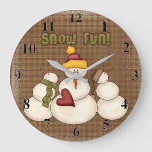 Grande Horloge Ronde Campagne primitive Snowman SNOWFUN