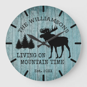 Grande Horloge Ronde Campagne Rustique en Bois Vivant sur le Temps de l