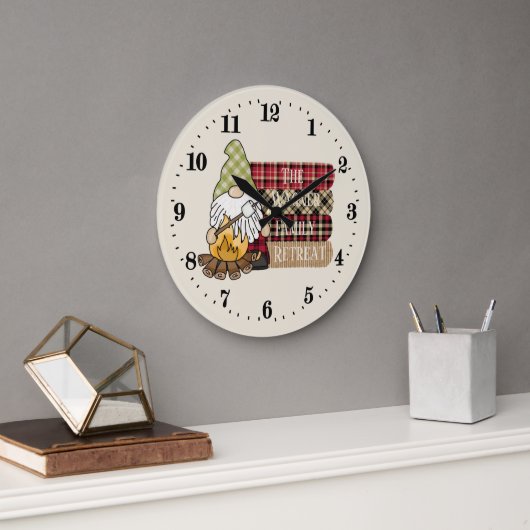 Grande Horloge Ronde camper ajouter nom de famille gnome (Bureau)