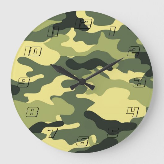 Grande Horloge Ronde Camping Chasse Camouflage vert (Recto)