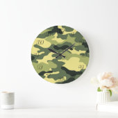 Grande Horloge Ronde Camping Chasse Camouflage vert (Maison)